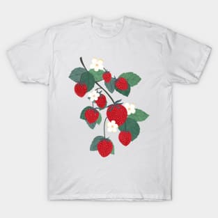 Strawberry branch and flowers T-Shirt